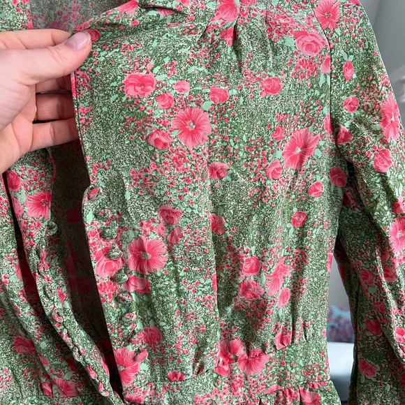 Vintage Green and Pink Floral Midi Dress - Picture 4 of 11